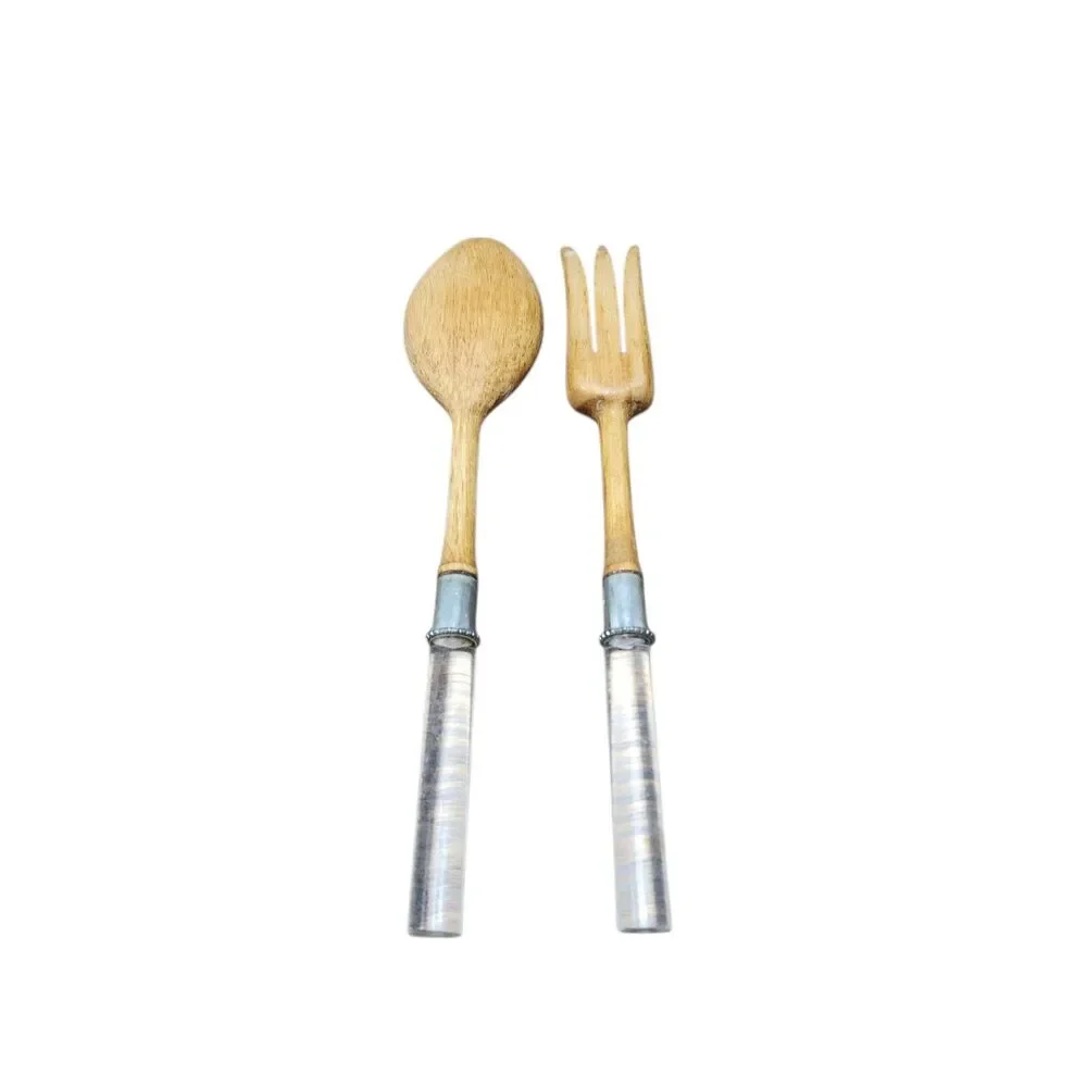 Mid Century Modern Lucite Sterling Silver Serving Utensils Fork‎ Spoon Vintage